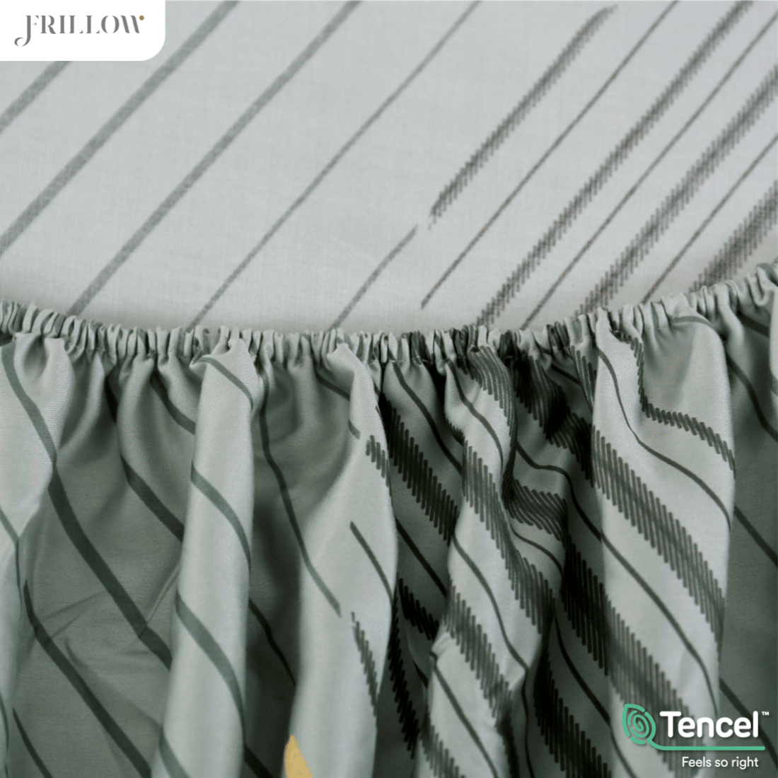 ชุดผ้าปูที่นอน 3.5 ฟุต (3 ชิ้น) FRILLOW TENCEL™ 1180TC สี VIRIDESCENT_2